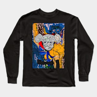 Street Art Male Character with Doodle Mask and Blue Eyes in Zodiac Street Art Long Sleeve T-Shirt